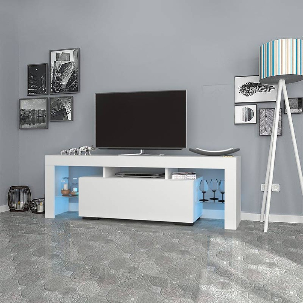 Έπιπλο τηλεόρασης Stilo Megapap με φωτισμό LED χρώμα λευκό 150x37x52cm 1 τεμ. Έπιπλο τηλεόρασης Stilo Megapap με φωτισμό LED χρώμα λευκό 150x37x52cm 1 τεμ.