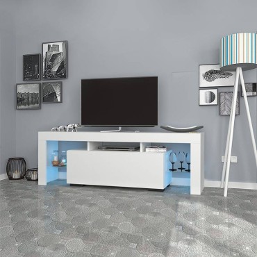 Έπιπλο τηλεόρασης Stilo Megapap με φωτισμό LED χρώμα λευκό 150x37x52cm 1 τεμ.