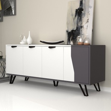 Μπουφές μελαμίνης Jasmine Megapap χρώμα λευκό - ανθρακί 160x45x78cm 1 τεμ.