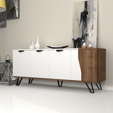 Μπουφές Jasmine Megapap χρώμα λευκό - καρυδί 160x45x78cm 1 τεμ.