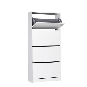 Παπουτσοθήκη μελαμίνης Flat Duo Megapap 24 ζευγών σε χρώμα λευκό 73x26x157cm