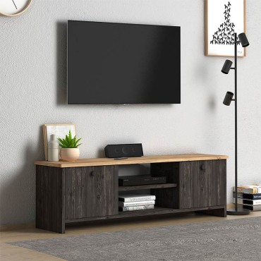 Έπιπλο τηλεόρασης Cube Megapap από μελαμίνη χρώμα pine - industrial grey 120x30x40cm 1 τεμ.