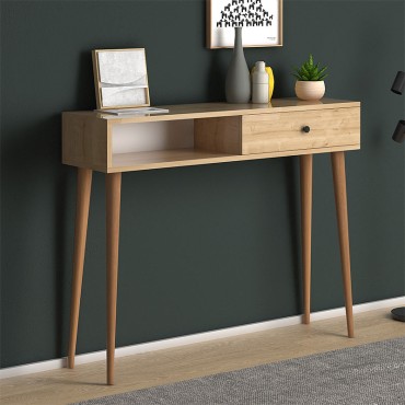 Κονσόλα μελαμίνης Napoli Megapap χρώμα oak 90x29x88cm 1 τεμ.