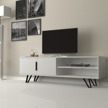 Έπιπλο τηλεόρασης Foot Megapap χρώμα λευκό 160x35x49cm 1 τεμ.