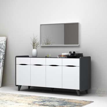 Μπουφές Sila Megapap χρώμα λευκό - γκρι 140x45x72cm 1 τεμ.