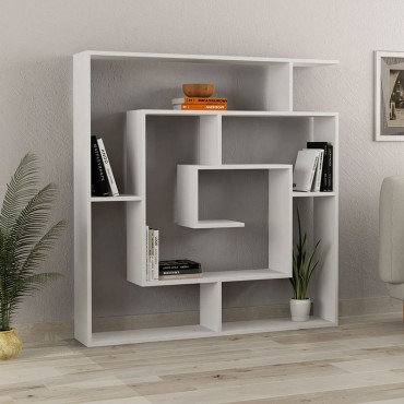 Βιβλιοθήκη μελαμίνης Labirent Megapap χρώμα λευκό 125x22x129cm 1 τεμ.