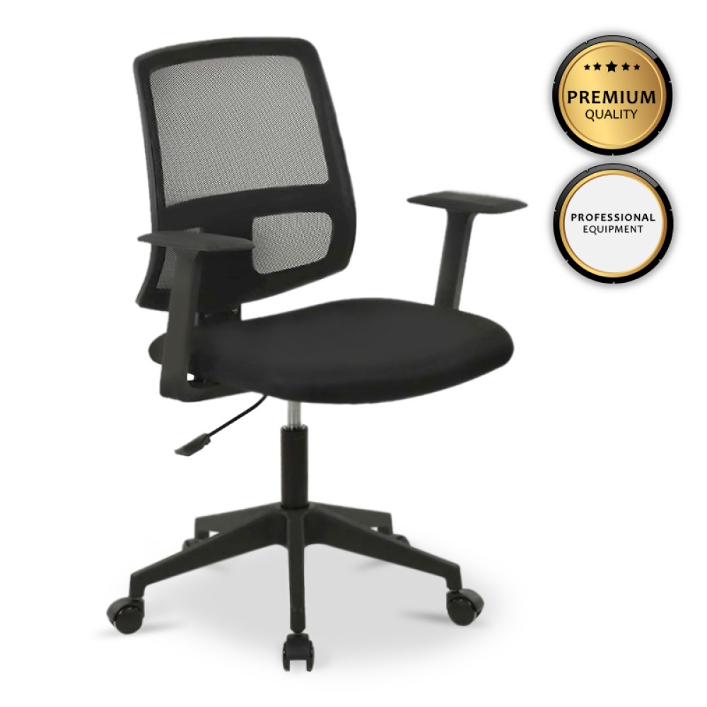 Καρέκλα εργασίας Paco Megapap υφασμάτινη χρώμα μαύρο 63x60x98cm 1 τεμ.