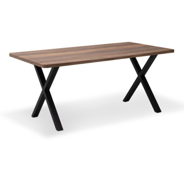 Τραπέζι Jeremy Megapap Mdf - μεταλλικό χρώμα καρυδί 140x80x75cm 1 τεμ.