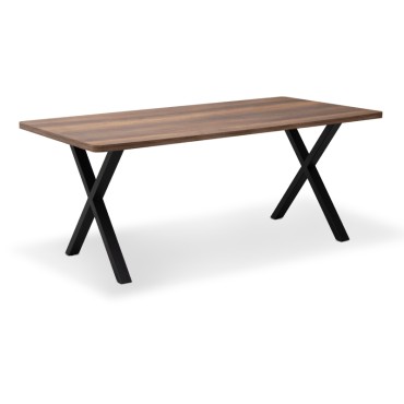 Τραπέζι Jeremy Megapap Mdf - μεταλλικό χρώμα καρυδί 160x80x75cm 1 τεμ.