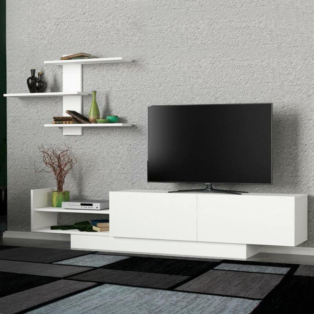 Σύνθεση τηλεόρασης Egemen Megapap από μελαμίνη χρώμα λευκό 180x32x40cm 1 τεμ.