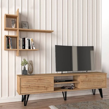 Σύνθεση τηλεόρασης Salerno Megapap χρώμα sapphire oak 180x35x51cm 1 τεμ.