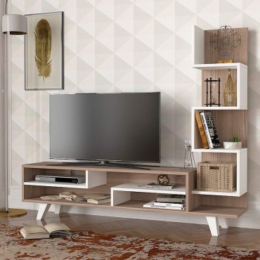 Έπιπλο τηλεόρασης Granada Megapap χρώμα λευκό - cordoba 149,5x29,5x120cm 1 τεμ.