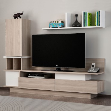 Σύνθεση τηλεόρασης Almeria Megapap χρώμα λευκό - cordoba 149x29,5x117cm 1 τεμ.