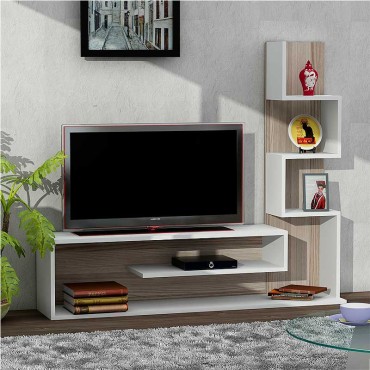 Έπιπλο τηλεόρασης Meteni Megapap από μελαμίνη χρώμα λευκό - cordoba 149,5x29,5x120cm 1 τεμ.