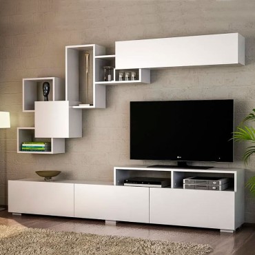 Σύνθεση τηλεόρασης Stamatia Megapap χρώμα λευκό 210x36,8x46,8cm 1 τεμ.