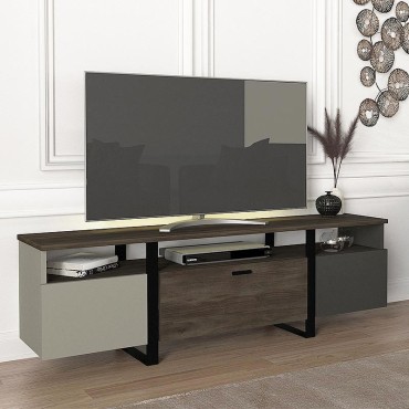 Έπιπλο τηλεόρασης Pescara Megapap από μελαμίνη χρώμα σκούρο καρυδί 150x31,5x46cm 1 τεμ.
