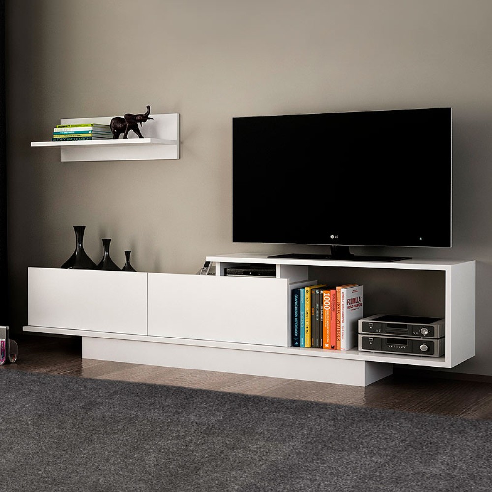 Έπιπλο τηλεόρασης Novara Megapap χρώμα λευκό 180x29,6x45cm 1 τεμ.