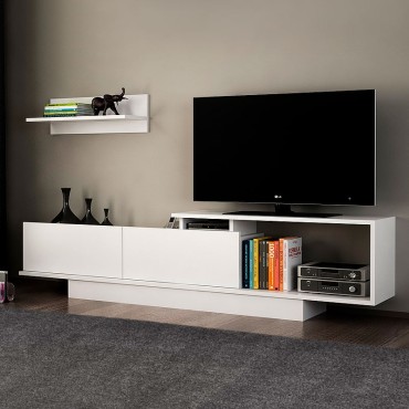 Έπιπλο τηλεόρασης Novara Megapap χρώμα λευκό 180x29,6x45cm 1 τεμ.