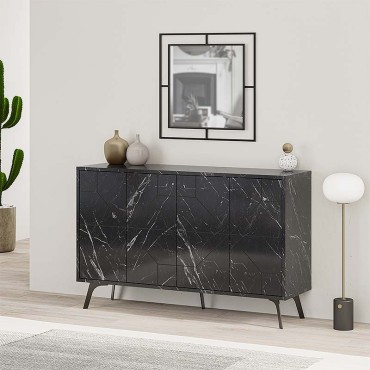 Μπουφές Dune Megapap χρώμα μαύρο εφέ μαρμάρου 123x35x77,4cm 1 τεμ.