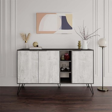 Μπουφές Clara Megapap χρώμα γκρι ρετρό - λευκό αντικέ 142x35,6x83cm 1 τεμ.