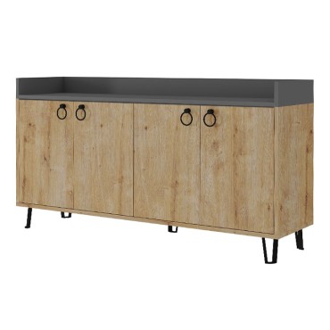 Μπουφές Dea Megapap χρώμα φυσικό οξιάς - ανθρακί 140x36x80cm 1 τεμ.