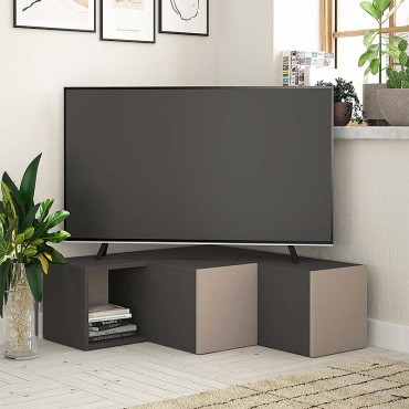 Έπιπλο τηλεόρασης γωνιακό Compact Megapap μελαμίνης χρώμα ανθρακί - ανοιχτή μόκα 94,2x90,6x31,4cm 1 τεμ.