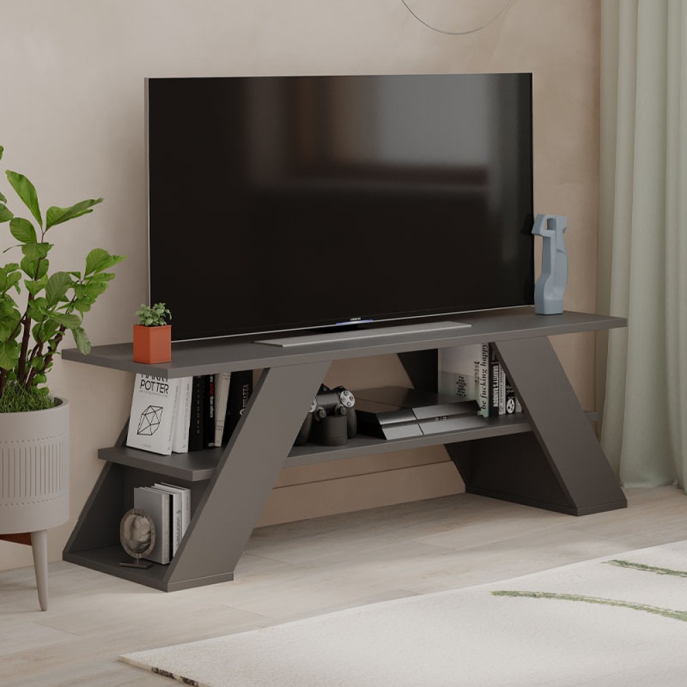 Έπιπλο τηλεόρασης Farfalla Megapap χρώμα ανθρακί 120x33,5x40cm 1 τεμ.