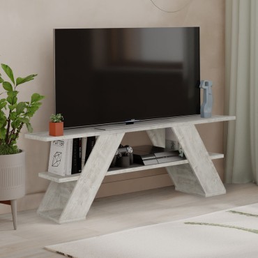 Έπιπλο τηλεόρασης Farfalla Megapap χρώμα λευκό αντικέ 120x33,5x40cm 1 τεμ.