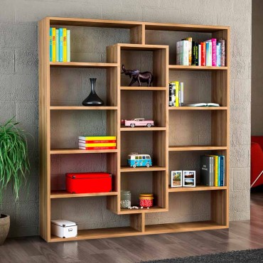 Βιβλιοθήκη μελαμίνης Ample Megapap χρώμα καρυδί 125x22x135,7cm 1 τεμ.
