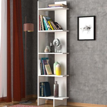 Βιβλιοθήκη Perla Megapap χρώμα λευκό 48x22x170cm 1 τεμ.