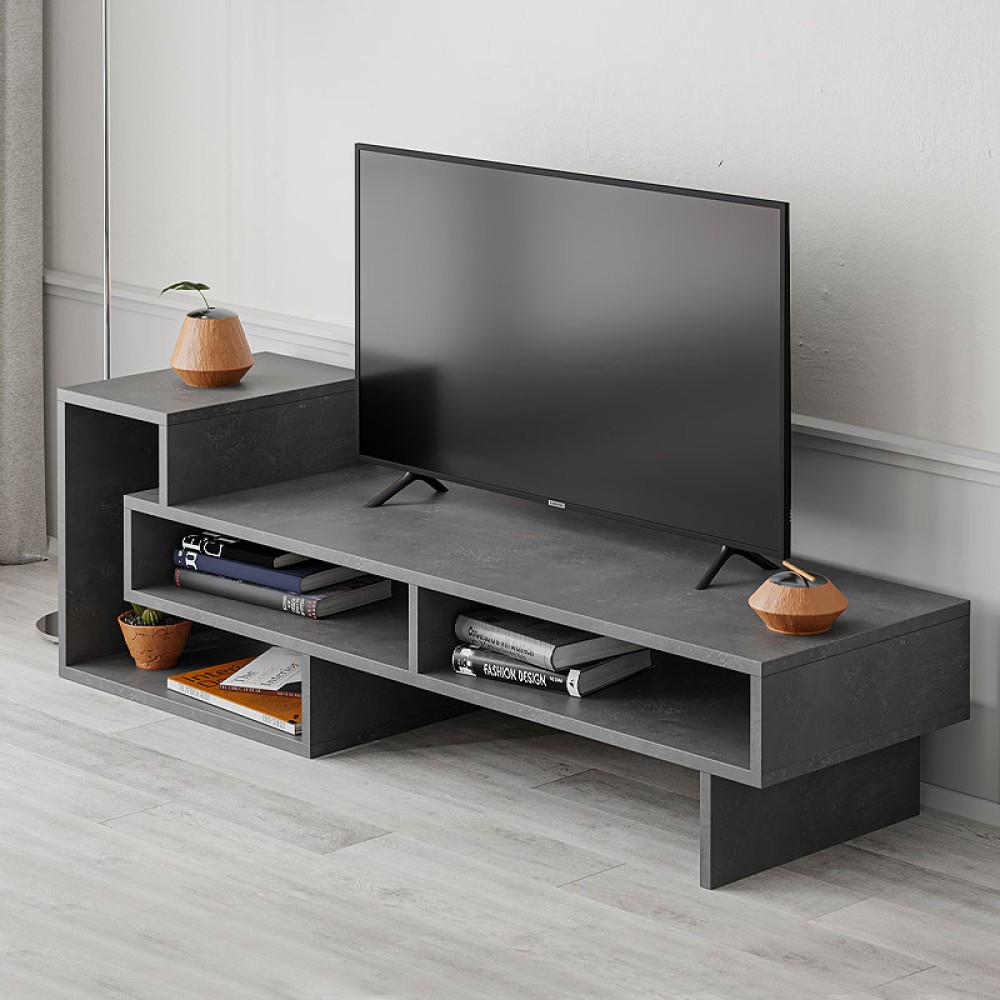 Έπιπλο τηλεόρασης Tetra Megapap χρώμα γκρι ρετρό 136,7x40x42cm 1 τεμ.