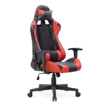 Καρέκλα γραφείου Gaming Alonso Megapap από τεχνόδερμα χρώμα κόκκινο - μαύρο 67x70x125/135cm 1 τεμ.
