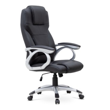 Καρέκλα γραφείου διευθυντική Luca Megapap από τεχνόδερμα χρώμα μαύρο 65x60x118/128cm 1 τεμ.