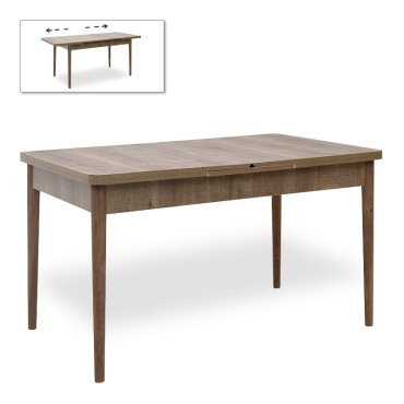 Τραπέζι Bruno Megapap επεκτεινόμενο από MDF/ ξύλο χρώμα ανοιχτό καρυδί 130/168x80x77cm 1 τεμ.