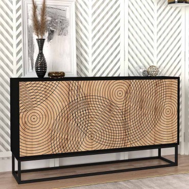 Μπουφές Themis Megapap χρώμα μαύρο - sapphire oak 150x35x83,6cm 1 τεμ.