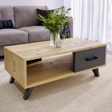 Τραπεζάκι σαλονιού Gilbert Megapap από μελαμίνη χρώμα sapphire oak - ανθρακί 90x45x35cm 1 τεμ.