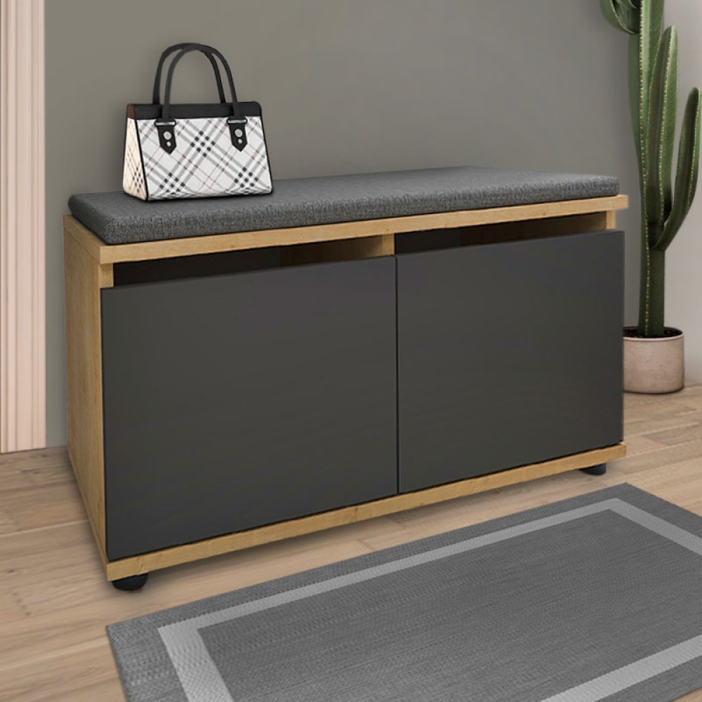 Παπουτσοθήκη μελαμίνης Twain Megapap 8 ζευγών χρώμα sapphire oak - ανθρακί 80x35x42cm