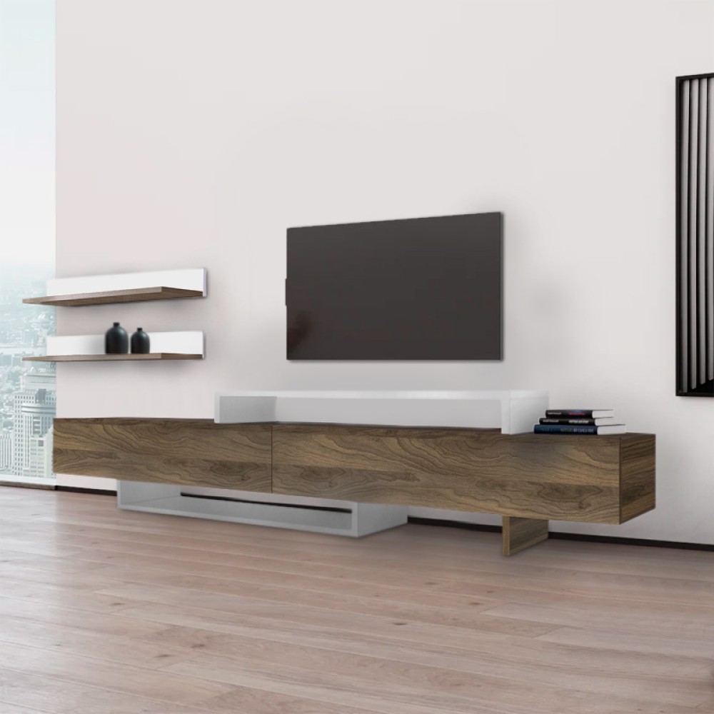 Έπιπλο τηλεόρασης Nirvana Megapap χρώμα καρυδί - λευκό 180x31,3x41,7cm 1 τεμ. Έπιπλο τηλεόρασης Nirvana Megapap χρώμα καρυδί - λευκό 180x31,3x41,7cm 1 τεμ.