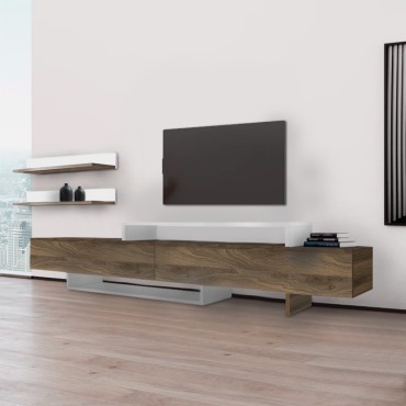 Έπιπλο τηλεόρασης Nirvana Megapap χρώμα καρυδί - λευκό 180x31,3x41,7cm 1 τεμ.