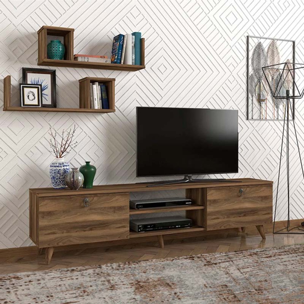 Έπιπλο τηλεόρασης Seddra Megapap χρώμα καρυδί 180x31,5x45cm 1 τεμ.