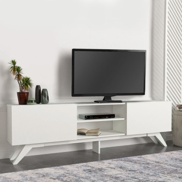 Έπιπλο τηλεόρασης Jarvis Megapap από μελαμίνη χρώμα λευκό 180x31,3x58cm 1 τεμ.