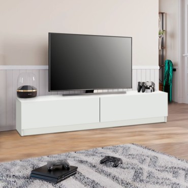 Έπιπλο τηλεόρασης Ahenk Megapap από μελαμίνη χρώμα λευκό 160x31,3x32,9cm 1 τεμ.