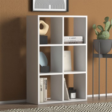Βιβλιοθήκη Cube Megapap από μελαμίνη χρώμα λευκό 73,5x34x109cm 1 τεμ.