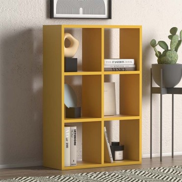 Βιβλιοθήκη Cube Megapap από μελαμίνη χρώμα κίτρινο 73,5x34x109cm 1 τεμ.