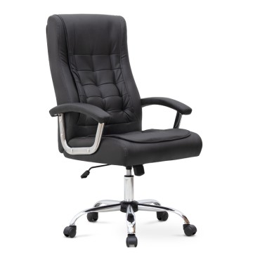 Καρέκλα γραφείου διευθυντική Vision Megapap από τεχνόδερμα χρώμα μαύρο 63x70x112/120cm 1 τεμ.