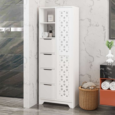 Ντουλάπι κουζίνας/μπάνιου Yada Maxi Megapap από μελαμίνη χρώμα λευκό 65,4x29,6x172,6cm 1 τεμ.