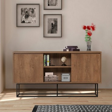 Μπουφές Amedeo Megapap από μελαμίνη χρώμα καρυδί 140x36x72cm 1 τεμ.