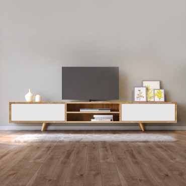 Έπιπλο τηλεόρασης Serine Megapap χρώμα sapphire oak - λευκό 170x37x45cm 1 τεμ.