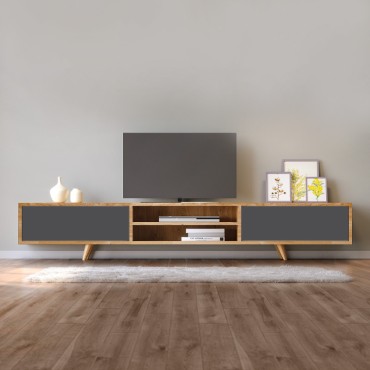 Έπιπλο τηλεόρασης Serine Megapap χρώμα sapphire oak - ανθρακί 170x37x45cm 1 τεμ.