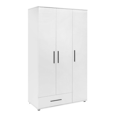 Ντουλάπα ρούχων Bianco Megapap τρίφυλλη με συρτάρια χρώμα λευκό 103x52x187cm 1 τεμ.
